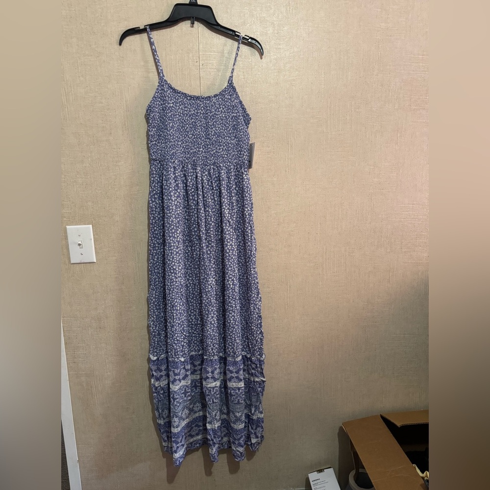 SO juniors smocked babydoll tiered maxi dress